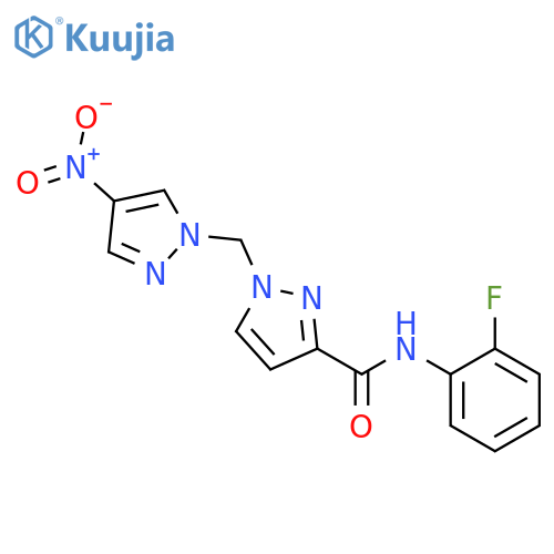 <br>1-(4-Nitro-pyrazol-1-ylmethyl)-1H-pyrazole-3-carboxylic acid (2-fluoro-phen yl)-amide structure