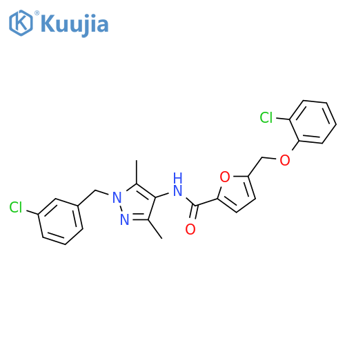 <br>N-[1-(3-chlorobenzyl)-3,5-dimethyl-1H-pyrazol-4-yl]-5-[(2-chlorophenoxy)met hyl]furan-2-carboxamide structure