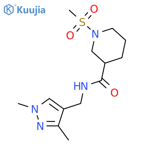 <br>N-[(1,3-dimethyl-1H-pyrazol-4-yl)methyl]-1-(methylsulfonyl)piperidine-3-car boxamide structure