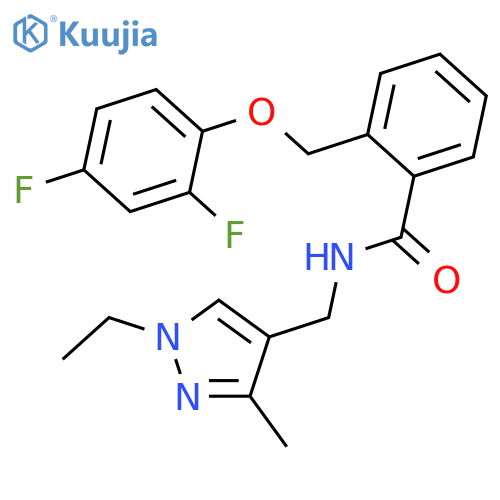 <br>2-(2,4-Difluoro-phenoxymethyl)-N-(1-ethyl-3-methyl-1H-pyrazol-4-ylmethyl)-b enzamide structure