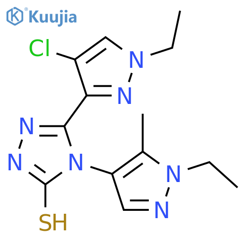 <br>5-(4-Chloro-1-ethyl-1H-pyrazol-3-yl)-4-(1-ethyl-5-methyl-1H-pyrazol-4-yl)-4 H-[1,2,4]triazole-3-thiol structure