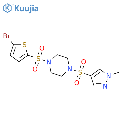 <br>1-(5-Bromo-thiophene-2-sulfonyl)-4-(1-methyl-1H-pyrazole-4-sulfonyl)-pipera zine structure