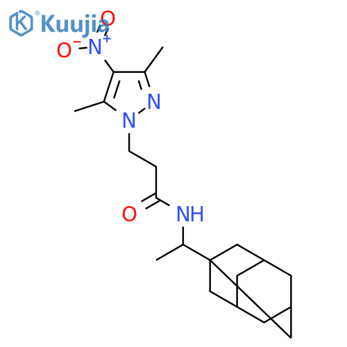 <br>3-(3,5-dimethyl-4-nitro-1H-pyrazol-1-yl)-N-[1-(tricyclo[3.3.1.1~3,7~]dec-1- yl)ethyl]propanamide structure