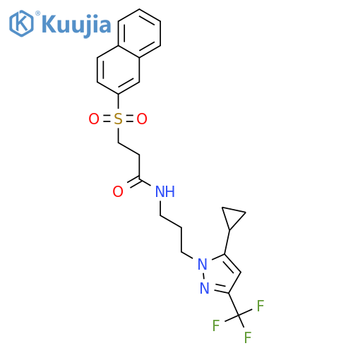 <br>N-[3-(5-Cyclopropyl-3-trifluoromethyl-pyrazol-1-yl)-propyl]-3-(naphthalene- 2-sulfonyl)-propionamide structure