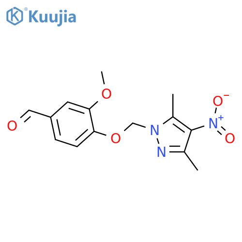 4-((3,5-Dimethyl-4-nitro-1H-pyrazol-1-yl)methoxy)-3-methoxybenzaldehyde structure