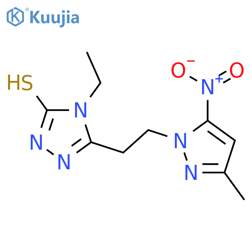 <br>4-Ethyl-5-[2-(3-methyl-5-nitro-pyrazol-1-yl)-ethyl]-4H-[1,2,4]triazole-3-th iol structure