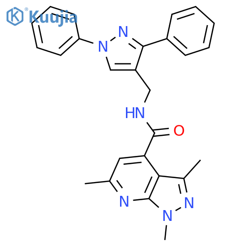 <br>N-[(1,3-diphenyl-1H-pyrazol-4-yl)methyl]-1,3,6-trimethyl-1H-pyrazolo[3,4-b] pyridine-4-carboxamide structure