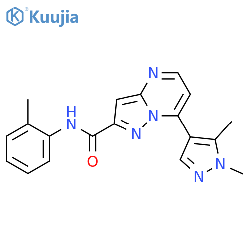 <br>7-(1,5-Dimethyl-1H-pyrazol-4-yl)-pyrazolo[1,5-a]pyrimidine-2-carboxylic aci d o-tolylamide structure