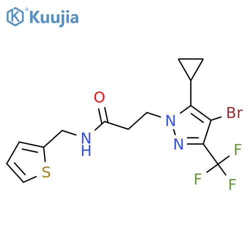 <br>3-(4-Bromo-5-cyclopropyl-3-trifluoromethyl-pyrazol-1-yl)-N-thiophen-2-ylmet hyl-propionamide structure