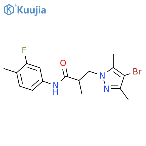 <br>3-(4-Bromo-3,5-dimethyl-pyrazol-1-yl)-N-(3-fluoro-4-methyl-phenyl)-2-methyl -propionamide structure