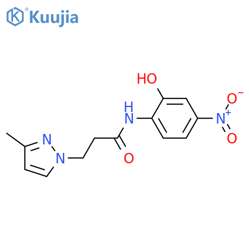 N-(2-Hydroxy-4-nitro-phenyl)-3-(3-methyl-pyrazol-1-yl)-propionamide structure