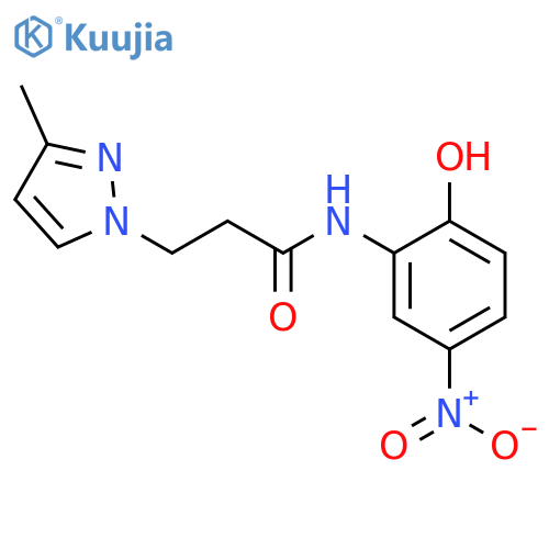 N-(2-Hydroxy-5-nitro-phenyl)-3-(3-methyl-pyrazol-1-yl)-propionamide structure