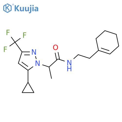 <br>N-(2-Cyclohex-1-enyl-ethyl)-2-(5-cyclopropyl-3-trifluoromethyl-pyrazol-1-yl )-propionamide structure