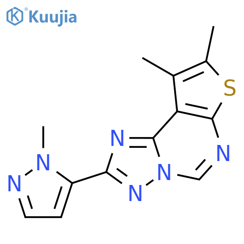 <br>8,9-Dimethyl-2-(2-methyl-2H-pyrazol-3-yl)-thieno[3,2-e][1,2,4]triazolo[1,5- c]pyrimidine structure