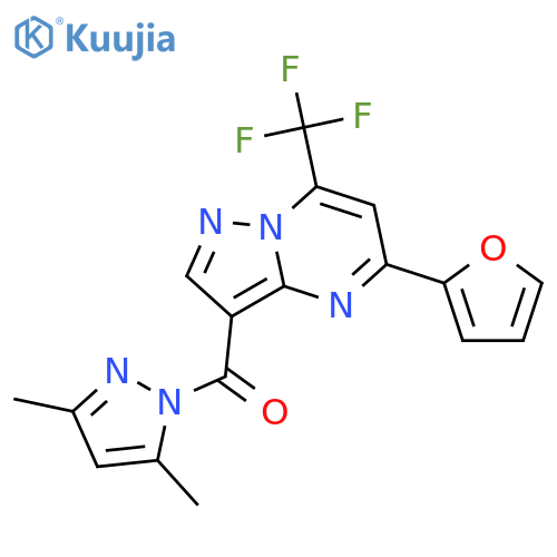 <br>(3,5-Dimethyl-pyrazol-1-yl)-(5-furan-2-yl-7-trifluoromethyl-pyrazolo[1,5-a] pyrimidin-3-yl)-methanone structure