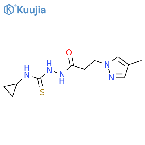<br>N-cyclopropyl-2-[3-(4-methyl-1H-pyrazol-1-yl)propanoyl]hydrazinecarbothioam ide structure