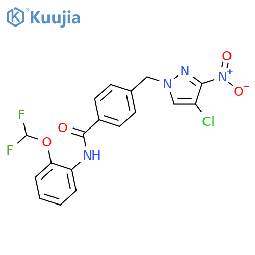 <br>4-(4-Chloro-3-nitro-pyrazol-1-ylmethyl)-N-(2-difluoromethoxy-phenyl)-benzam ide structure