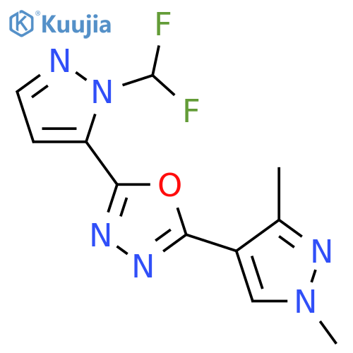 <br>2-(2-Difluoromethyl-2H-pyrazol-3-yl)-5-(1,3-dimethyl-1H-pyrazol-4-yl)-[1,3, 4]oxadiazole structure