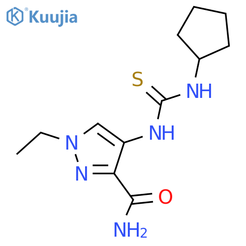 4-(3-Cyclopentyl-thioureido)-1-ethyl-1H-pyrazole-3-carboxylic acid amide structure