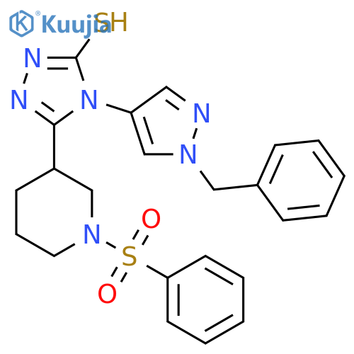 <br>4-(1-benzyl-1H-pyrazol-4-yl)-5-[1-(phenylsulfonyl)piperidin-3-yl]-4H-1,2,4- triazole-3-thiol structure