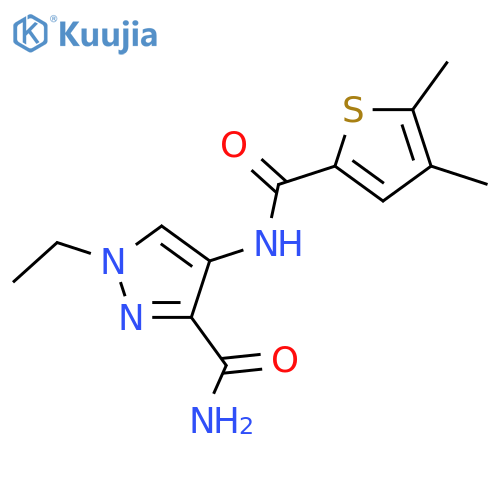 <br>4-[(4,5-Dimethyl-thiophene-2-carbonyl)-amino]-1-ethyl-1H-pyrazole-3-carboxy lic acid amide structure