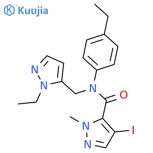 <br>N-(4-ethylphenyl)-N-[(1-ethyl-1H-pyrazol-5-yl)methyl]-4-iodo-1-methyl-1H-py razole-5-carboxamide structure