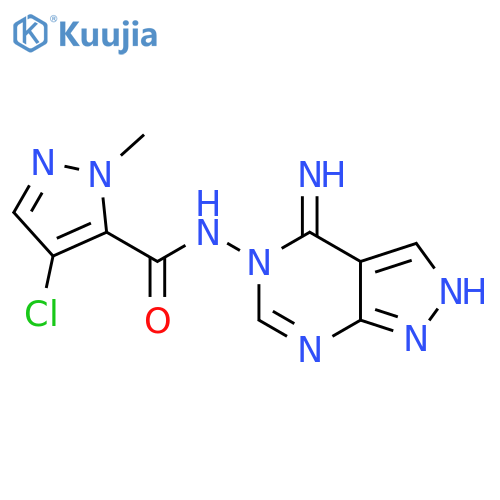 <br>4-chloro-N-(4-imino-1,4-dihydro-5H-pyrazolo[3,4-d]pyrimidin-5-yl)-1-methyl- 1H-pyrazole-5-carboxamide structure