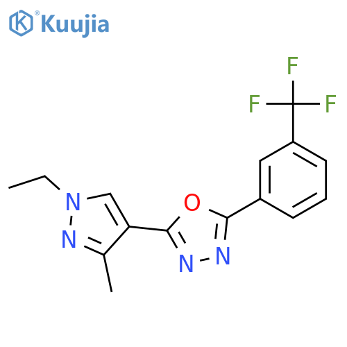 <br>2-(1-Ethyl-3-methyl-1H-pyrazol-4-yl)-5-(3-trifluoromethyl-phenyl)-[1,3,4]ox adiazole structure