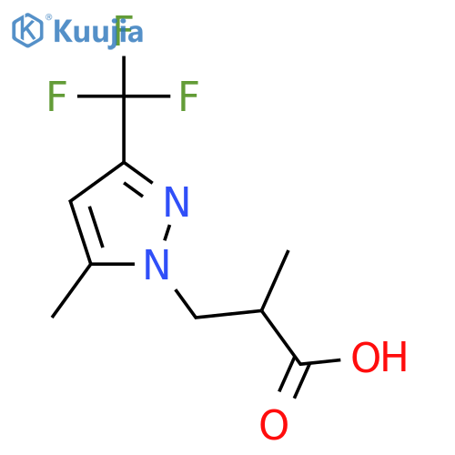 2-methyl-3-[5-methyl-3-(trifluoromethyl)-1H-pyrazol-1-yl]propanoic acid structure