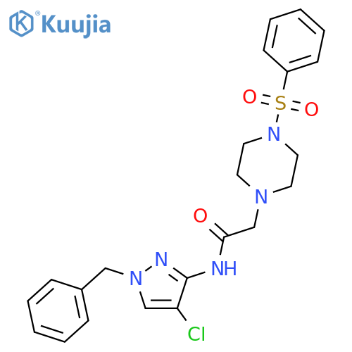 <br>2-(4-Benzenesulfonyl-piperazin-1-yl)-N-(1-benzyl-4-chloro-1H-pyrazol-3-yl)- acetamide structure
