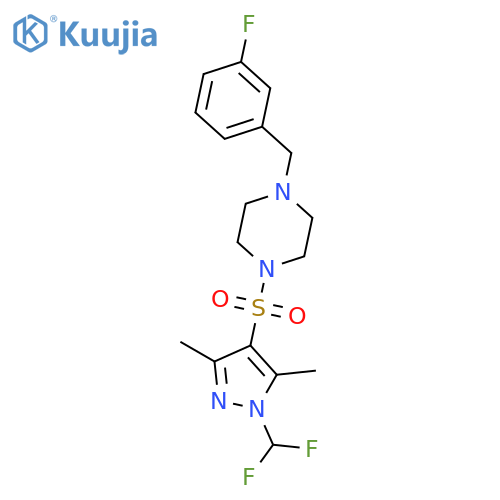 <br>1-(1-Difluoromethyl-3,5-dimethyl-1H-pyrazole-4-sulfonyl)-4-(3-fluoro-benzyl )-piperazine structure