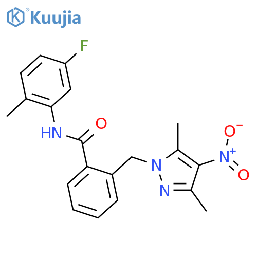 <br>2-(3,5-Dimethyl-4-nitro-pyrazol-1-ylmethyl)-N-(5-fluoro-2-methyl-phenyl)-be nzamide structure