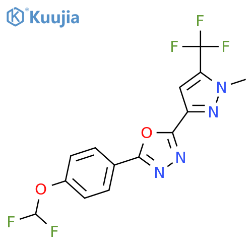 <br>2-(4-Difluoromethoxy-phenyl)-5-(1-methyl-5-trifluoromethyl-1H-pyrazol-3-yl) -[1,3,4]oxadiazole structure