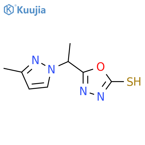 5-1-(3-Methyl-1H-pyrazol-1-yl)ethyl-1,3,4-oxadiazole-2-thiol structure