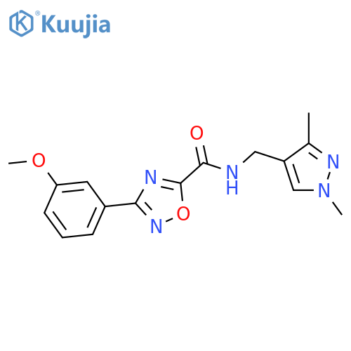 <br>3-(3-Methoxy-phenyl)-[1,2,4]oxadiazole-5-carboxylic acid (1,3-dimethyl-1H-p yrazol-4-ylmethyl)-amide structure
