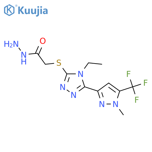 2-({4-ethyl-5-1-methyl-5-(trifluoromethyl)-1H-pyrazol-3-yl-4H-1,2,4-triazol-3-yl}sulfanyl)acetohydrazide structure