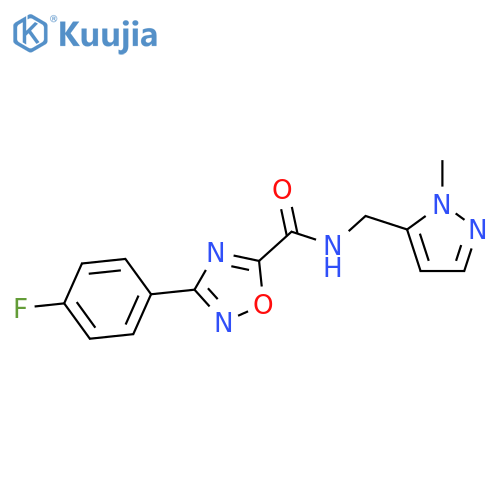 <br>3-(4-Fluoro-phenyl)-[1,2,4]oxadiazole-5-carboxylic acid (2-methyl-2H-pyrazo l-3-ylmethyl)-amide structure