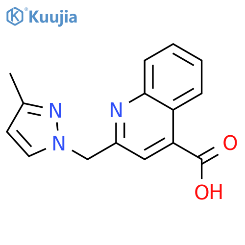 2-((3-Methyl-1H-pyrazol-1-yl)methyl)quinoline-4-carboxylic acid structure