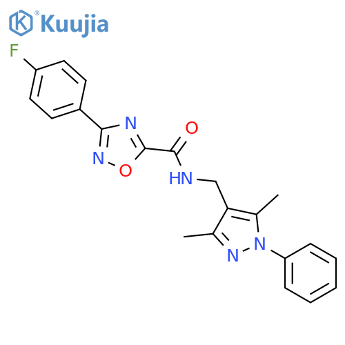 <br>N-[(3,5-dimethyl-1-phenyl-1H-pyrazol-4-yl)methyl]-3-(4-fluorophenyl)-1,2,4- oxadiazole-5-carboxamide structure