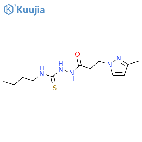 N-butyl-2-[3-(3-methyl-1H-pyrazol-1-yl)propanoyl]hydrazinecarbothioamide structure