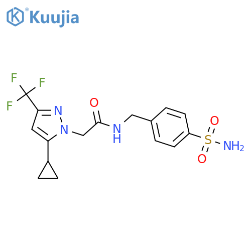 <br>2-[5-cyclopropyl-3-(trifluoromethyl)-1H-pyrazol-1-yl]-N-(4-sulfamoylbenzyl) acetamide structure