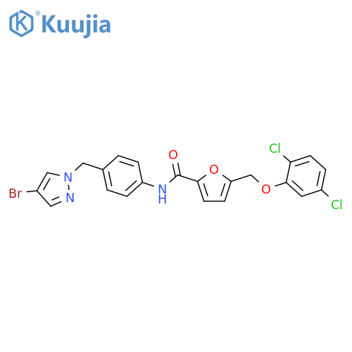 <br>N-{4-[(4-bromo-1H-pyrazol-1-yl)methyl]phenyl}-5-[(2,5-dichlorophenoxy)methy l]-2-furamide structure