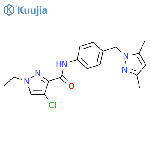 <br>4-Chloro-1-ethyl-1H-pyrazole-3-carboxylic acid [4-(3,5-dimethyl-pyrazol-1-y lmethyl)-phenyl]-amide structure