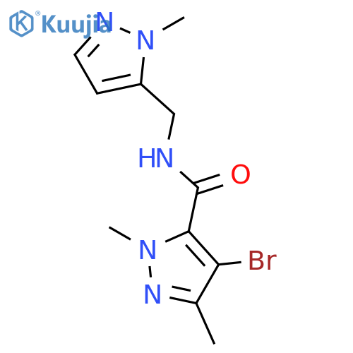 <br>4-bromo-1,3-dimethyl-N-[(1-methyl-1H-pyrazol-5-yl)methyl]-1H-pyrazole-5-car boxamide structure
