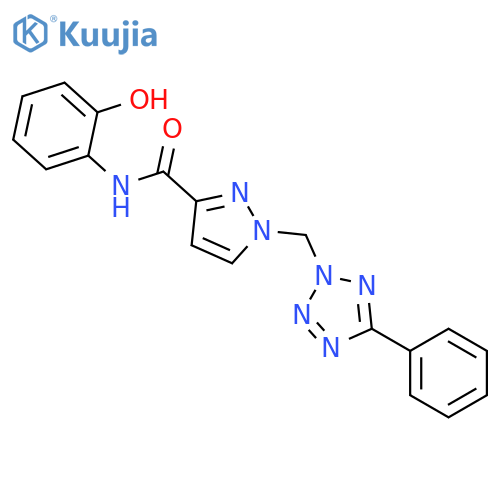 <br>1-(5-Phenyl-tetrazol-2-ylmethyl)-1H-pyrazole-3-carboxylic acid (2-hydroxy-p henyl)-amide structure