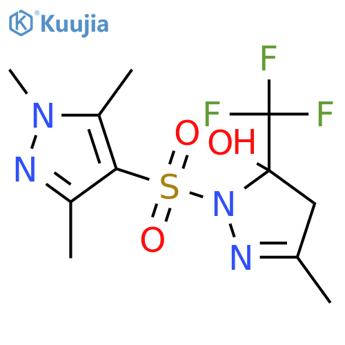 <br>5-Methyl-3-trifluoromethyl-2-(1,3,5-trimethyl-1H-pyrazole-4-sulfonyl)-3,4-d ihydro-2H-pyrazol-3-ol structure