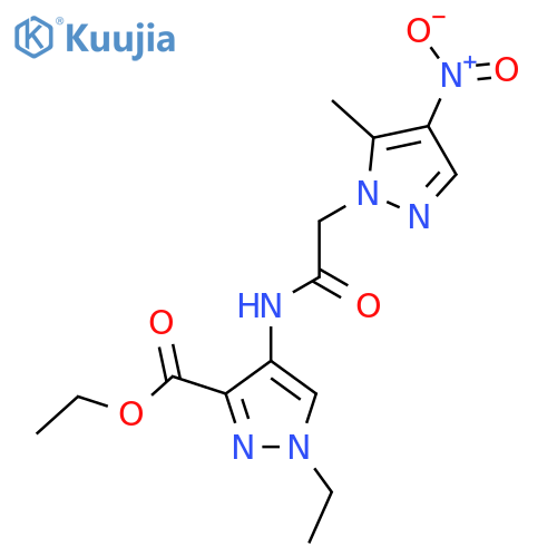 <br>1-Ethyl-4-[2-(5-methyl-4-nitro-pyrazol-1-yl)-acetylamino]-1H-pyrazole-3-car boxylic acid ethyl ester structure