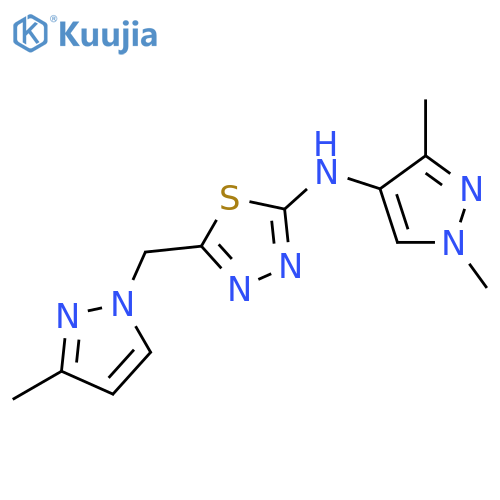 <br>(1,3-Dimethyl-1H-pyrazol-4-yl)-[5-(3-methyl-pyrazol-1-ylmethyl)-[1,3,4]thia diazol-2-yl]-amine structure