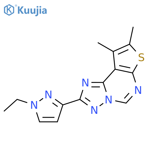 <br>2-(1-ethyl-1H-pyrazol-3-yl)-8,9-dimethylthieno[3,2-e][1,2,4]triazolo[1,5-c] pyrimidine structure