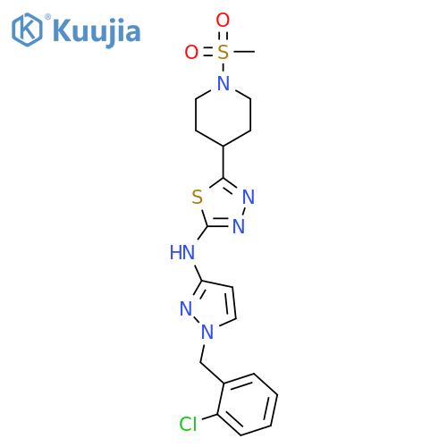 <br>N-[1-(2-chlorobenzyl)-1H-pyrazol-3-yl]-5-[1-(methylsulfonyl)piperidin-4-yl] -1,3,4-thiadiazol-2-amine structure